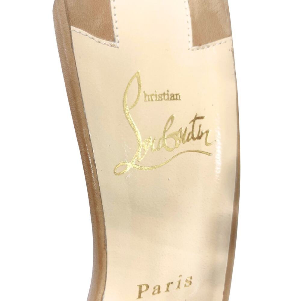 NEW Christian Louboutin Shoes Heels Sandals Corinne 55 Beige Stud Nude 39.5 - Picture 7 of 9
